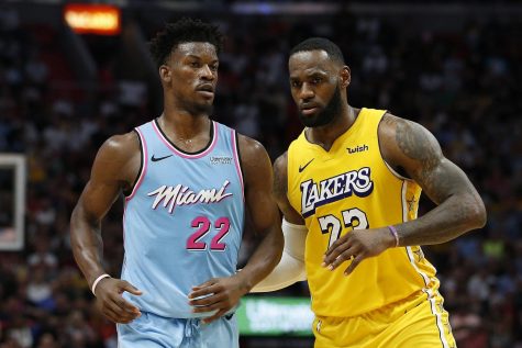 Jimmy Butler and Lebron James in their City Edition uniforms