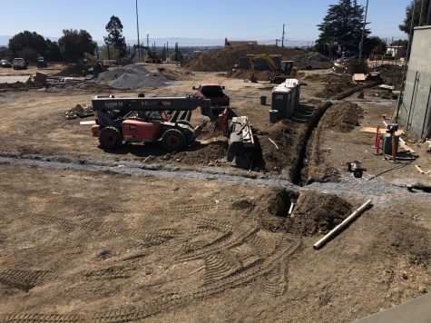 Construction over the old dirt parking lot.